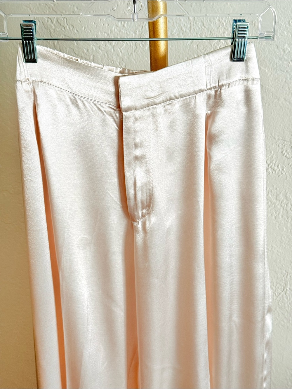 Free People Good Days Pearl Satin Pleated Wide Leg Trousers Minimalist M Chic - Picture 3 of 10